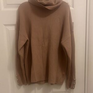 Brand New Cozy Tan Turtleneck Sweater with Button Details